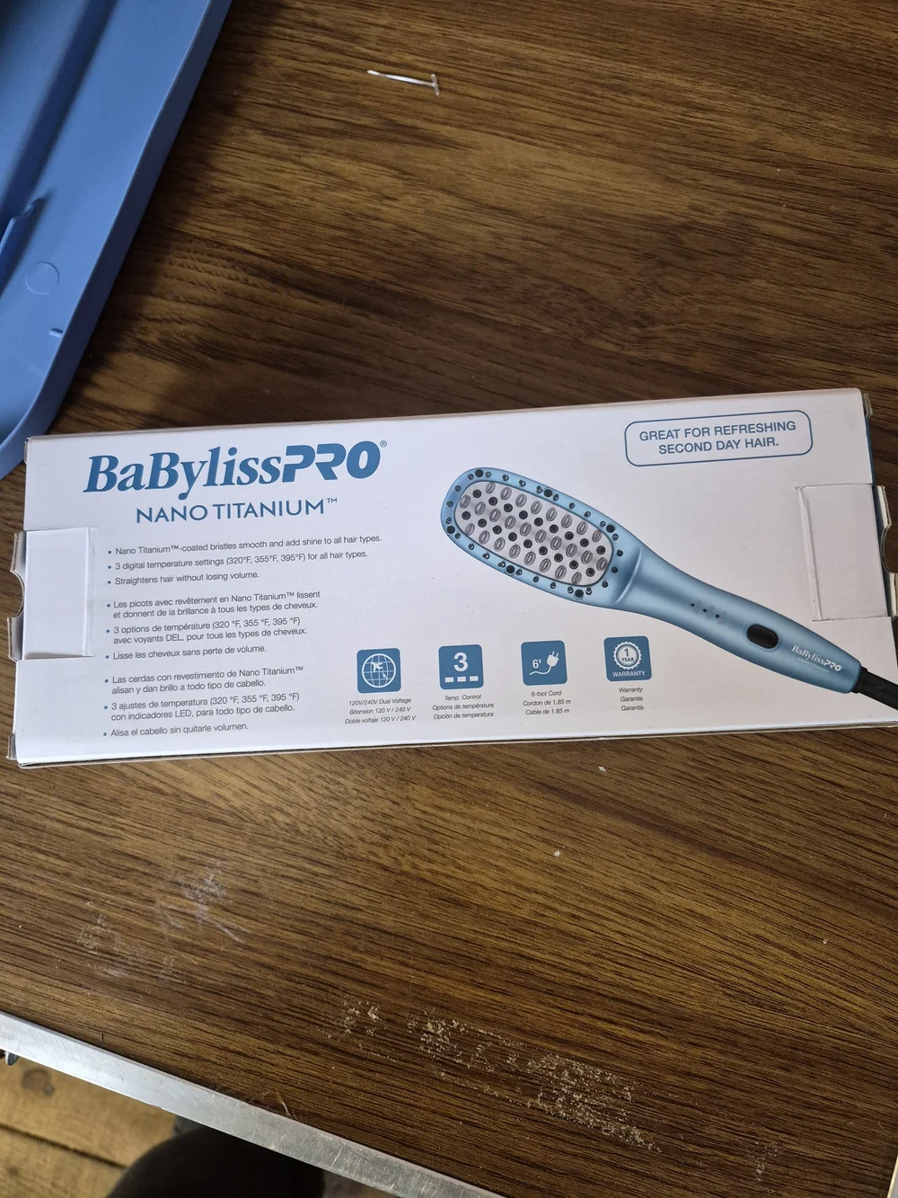 BaBylissPRO Nano Titanium Compact Thermal Paddle Brush - Light Blue Bin 45